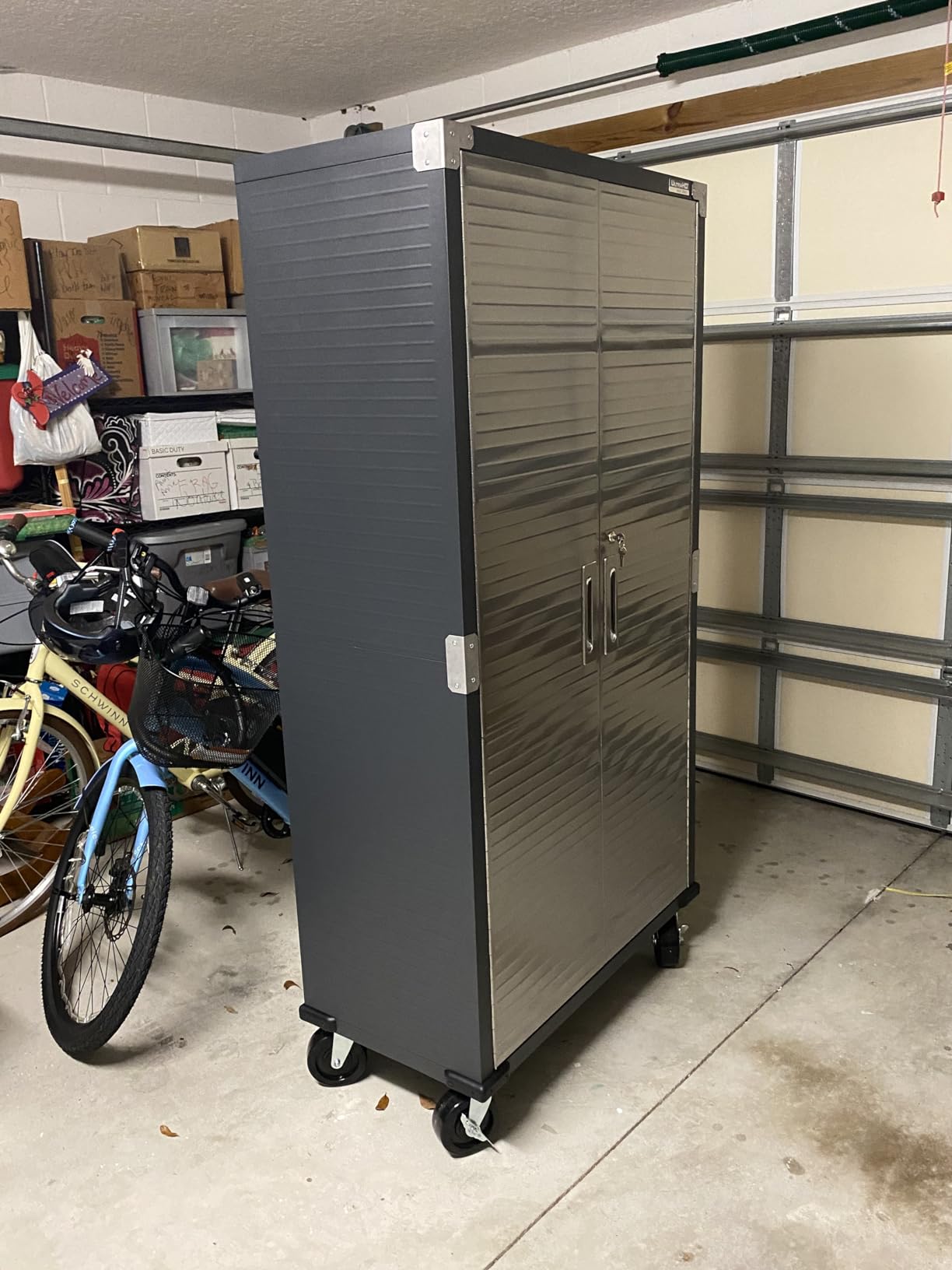 Seville Classics UltraHD Solid Steel Rolling Lockable Metal Storage Cabinet Locker Organizer, w/Adjustable Shelves for Garage, Warehouse, Office, Classroom, Graphite, 36
