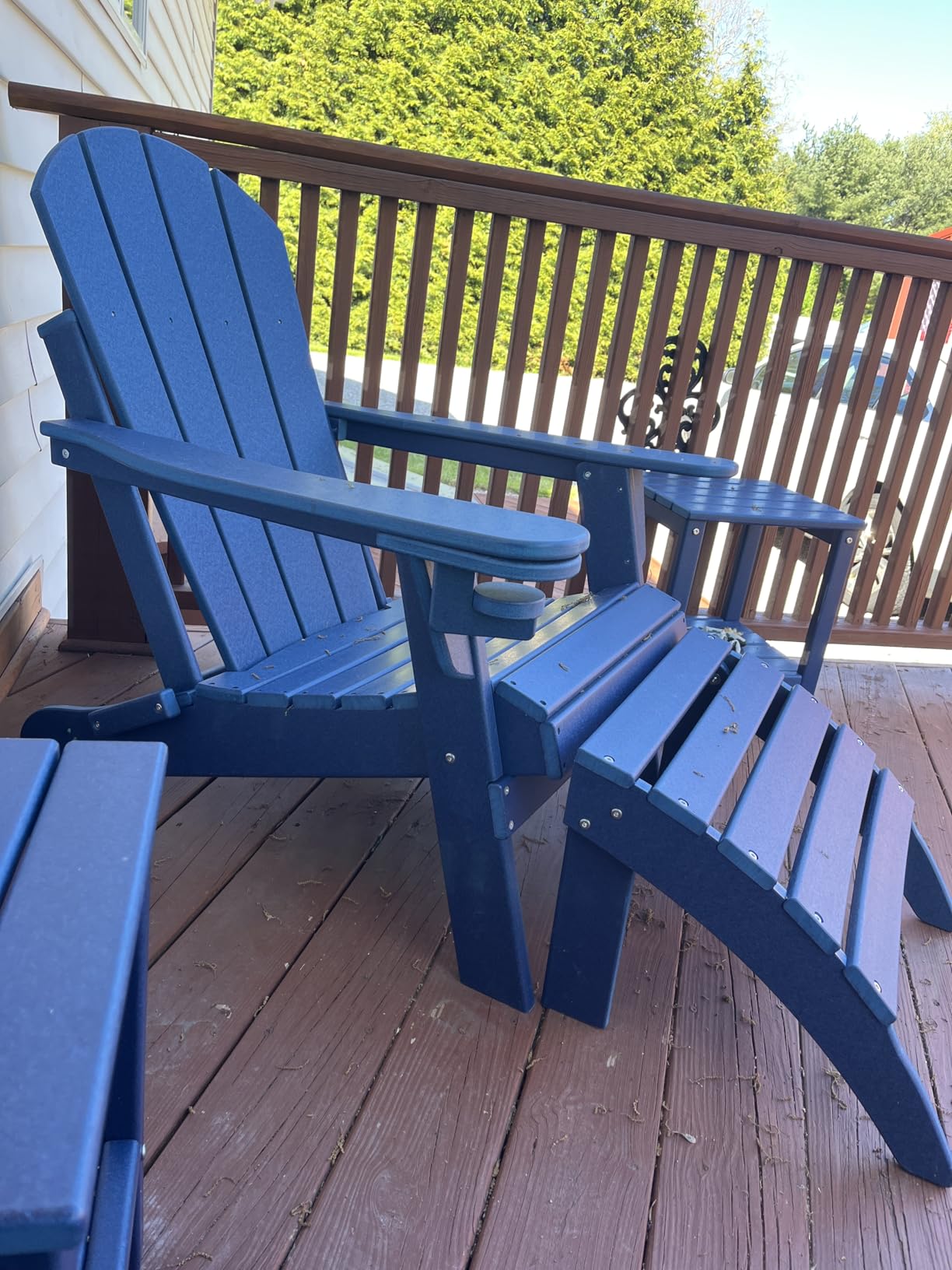 Folding-Adirondack-Chairs Set of 2, HDPE All Weather, Blue | Hidden Cup Holder | 5